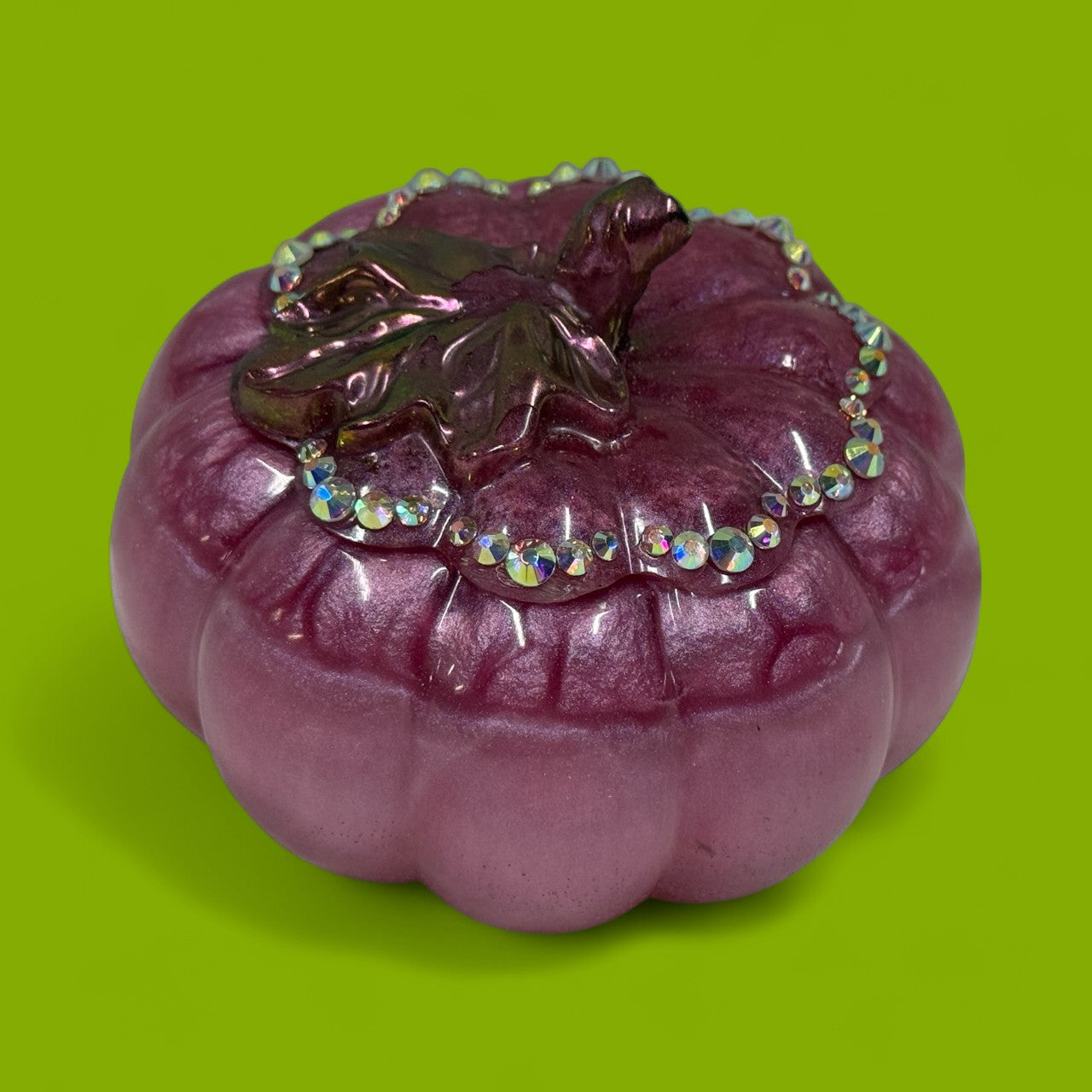 "Wicked" Pink Rhinestone Pumpkin Jar w/ Lid