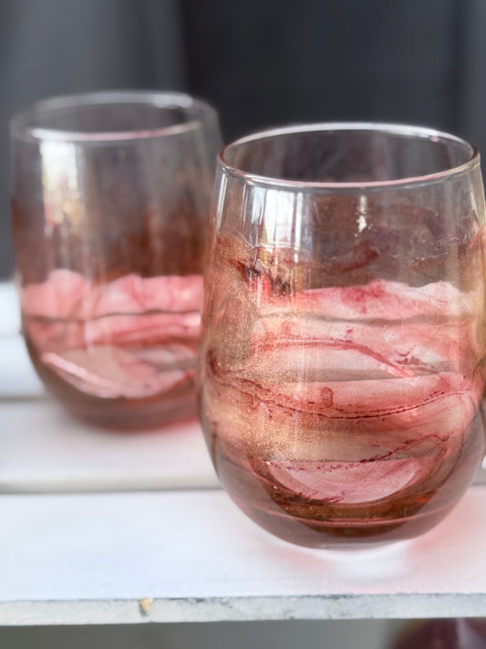 "Fire" Stemless Wine Glasses - set of 2