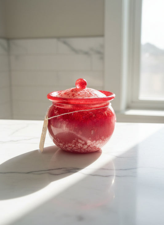Small "Peppermint" Jar w/ Lid - Red