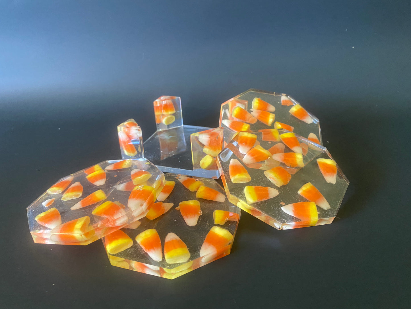 Candy Corn Coasters with Holder
