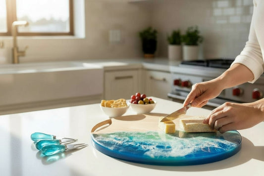 "Ocean" Charcuterie Board and Cheese Knives set